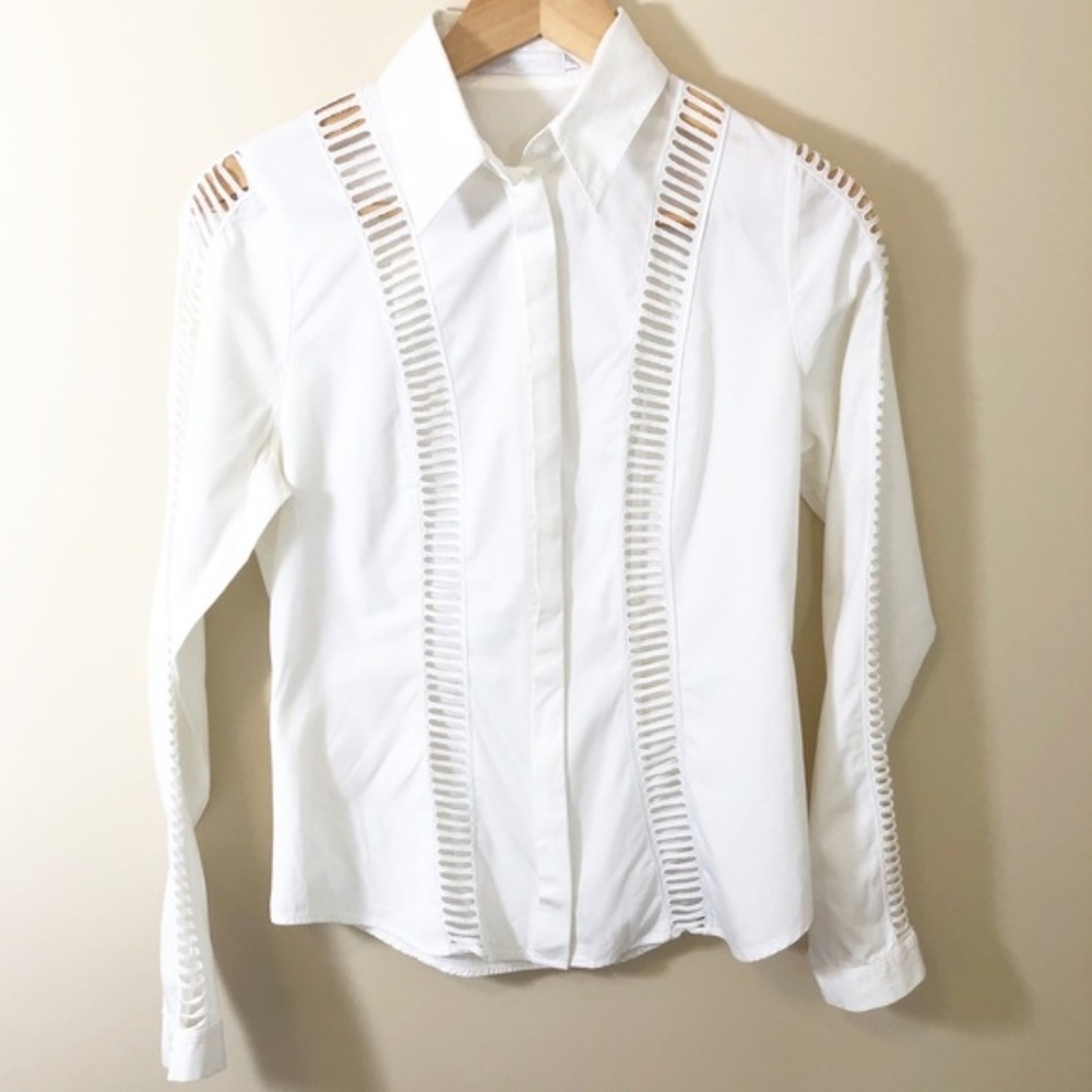 Anne Fontaine Poplin White Blouse Cutout Detail s6